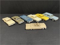 7 Vintage Plastic Model Cars Approx. 9"L