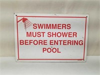 Vintage Pool Side Shower Swimming Metal Sign