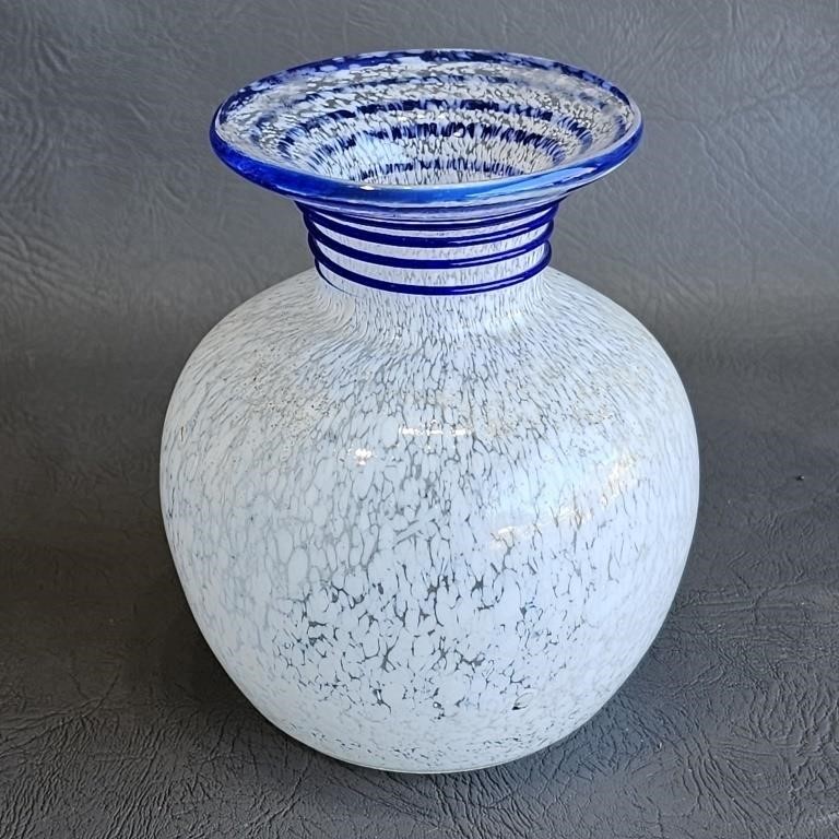 Blown Glass Vase w/Blue Wrap