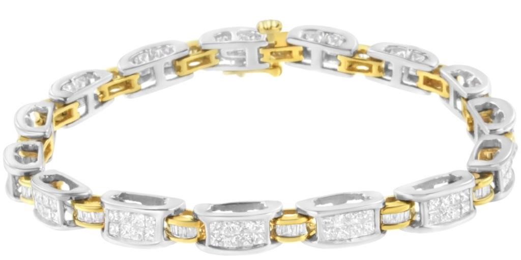 14k Two Tone Gold 3.00ct Diamond Link Bracelet