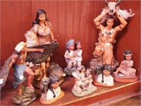 Eight resin figurines, all Native American