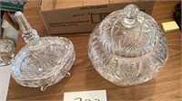 Germany hand cut lead crystal candy dish, also