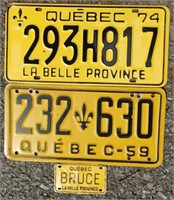 Lot Of Quebec License Plates 1959 - 74