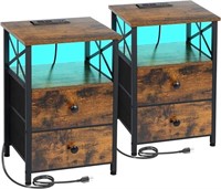 Amhancible Night Stand Set 2, Led Nightstands For