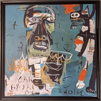 HUGE Original in the Manner of Basquiat 46 x 46"