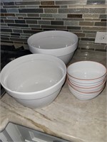 Lot of ceramic and terra-cotta mixing bowls