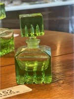 Vintage Square Green Glass Perfume Bottle