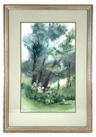Framed Watercolor H. Smith, Backyard Creek Bend PA