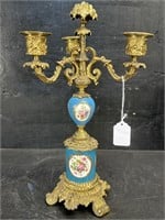 PORCELAIN AND BRASS FRENCH CANDELABRA