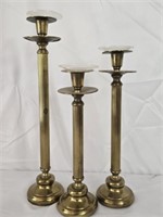 Set of 3 Brass Candle Stick Holders