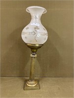 Antique Oil Lamp w/ Hurricane Globe