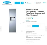 NIB Bobrick Recessed Washroom Waste Receptacle