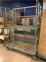 Large Rolling Metal Cage Cart - approx. 7ft tall