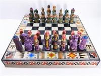 Vintage Hand Painted Folding Chess Set (Complete)