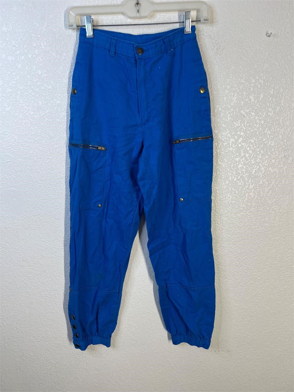 Vintage Shades Blue Zipper Pocket Snap Hem Jeans
