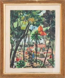 J. Milford Ellison "Plaza de Oaxaca" Watercolor