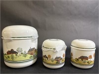 Three Estée Lauder Tinker jars with Lids