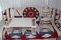 Wicker Breakfast Bed Tray with Reading Rack and