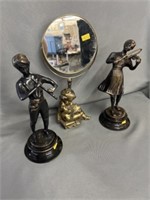 Bronze Plated Figurines with Vanity Mirror