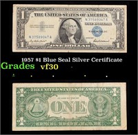 1957 $1 Blue Seal Silver Certificate Grades vf++