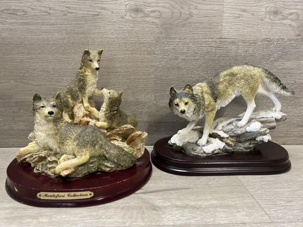 (2) Montefiori Collection Wolf Statues