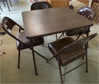 Meco Folding Card Table, 4 Folding Chairs