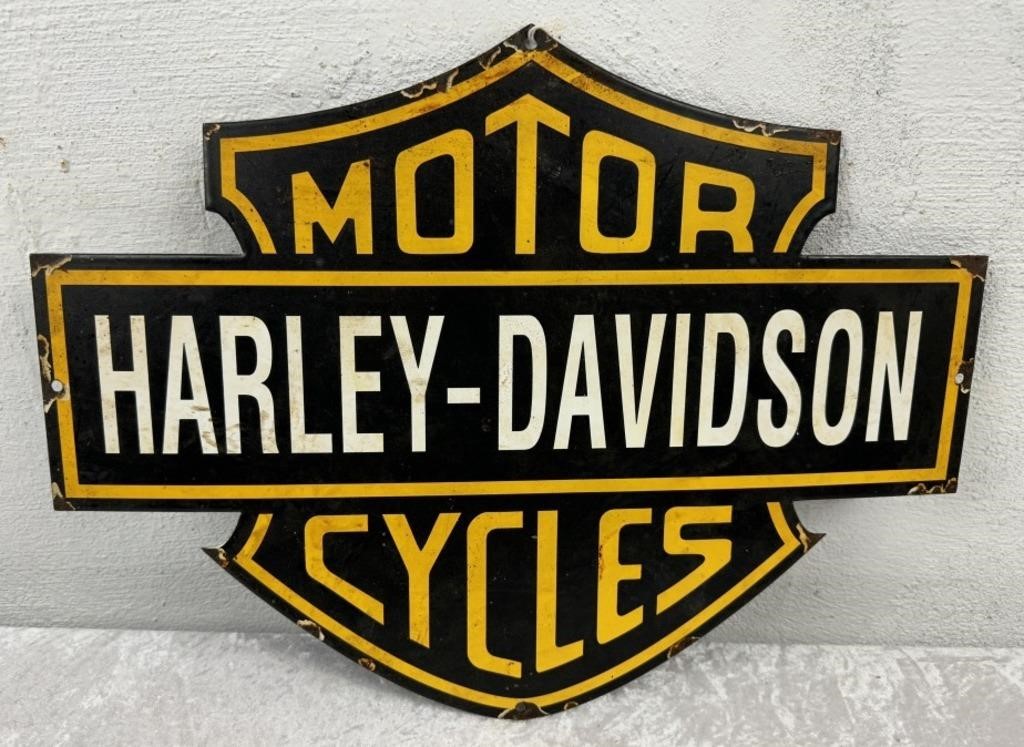 Cut Out Enamel "HARLEY-DADVIDSON" Sign