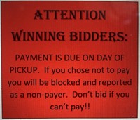WINNING BIDDERS - PAYMENT INFORMATION