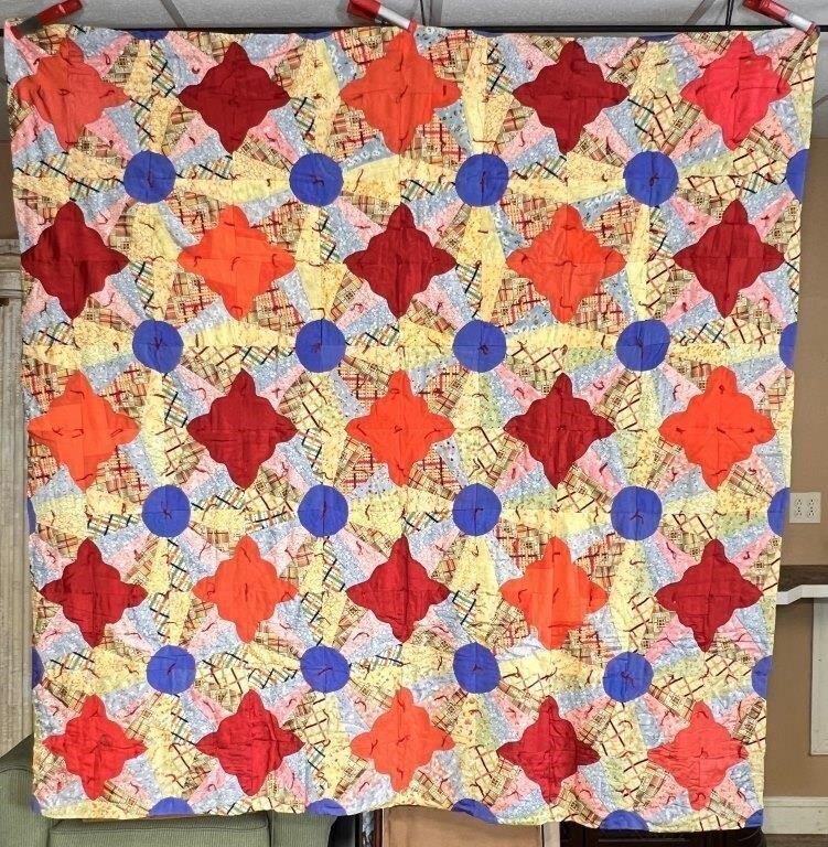 PA Mennonite Reversible Quilt Signed Cyril c. 1890