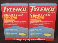 2 Tylenol Cold +Flu Servere 24 Caplets per box
