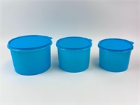 New Tupperware Blue Canisters 6" 7" 8"