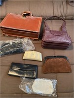 Purses and leather briefcase