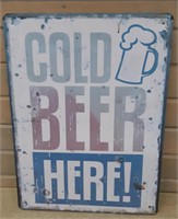 Cold Beer metal sign 15 x 12 in