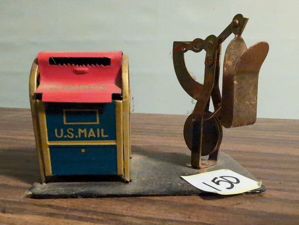 Vintage metal letter scale and mailbox stamp