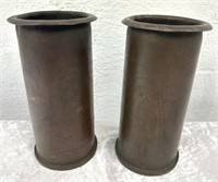 Lot Of 2 Trench Arted WWII 6lb Brass Shells