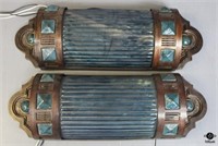 Copper & Ribbed Glass Sconces