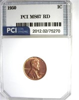 1950 Cent MS67 RD LISTS $1200