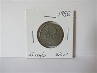 1956 CANADA SILVER 25 CENTS COIN