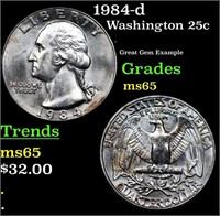 1984-d Washington Quarter 25c Grades GEM Unc