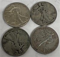 (4) US 1/2 Dollars (Walking Liberty), Silver