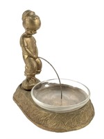 1949 Gold Painted Boy Peeing in Pond Tray, Ashtray