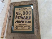 CISCO KID REWARD BULLETIN FRAMED