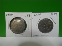 1929 Canadian Nickels 1 Near S & 1 Far S