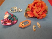 Vintage Rose Hair Comb - Made in USA & Pins -