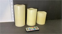3 candles with remote battery operated colors