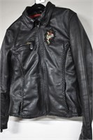 Ladies Leather King Jacket w/Harley Patches Sz M