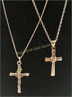 (2) Marked 925 Sterling Silver Cross Necklaces