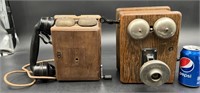 2 Antique Wood Wall Phones- Kellogg & ETL