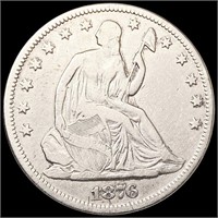 1876-CC Seated Liberty Half Dollar ABOUT UNCIRCULA