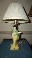 Vtg Japanese Girl Iridescent Luster Lamp